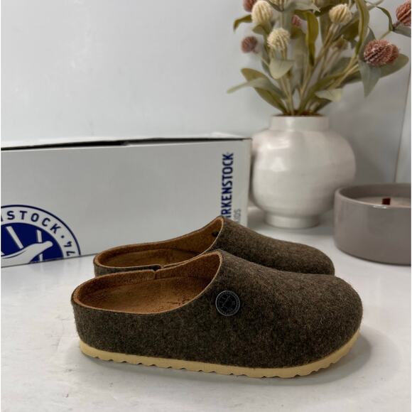 Birkenstock Kaprun Rivet Felt Mule Doubleface Khaki Kids 8/EU26 Narrow Fit NWB - Picture 1 of 10